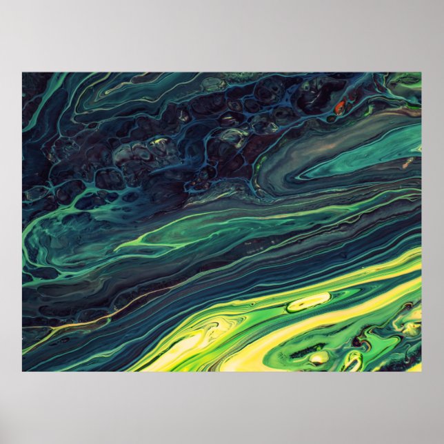 POSTER PINTURA DE ABSTRATO VERDE E PRETO (Frente)