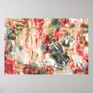 Poster Pintura de abstrato vermelho branco e amarelo