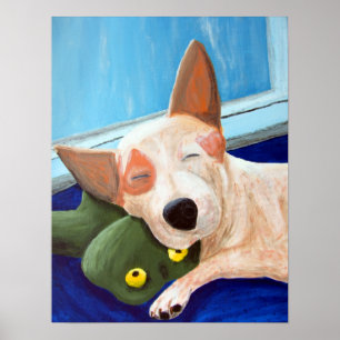 Pôster Pintura de afago vermelha do sapo de Heeler