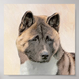 Poster Pintura de Akita - Arte Cão Original