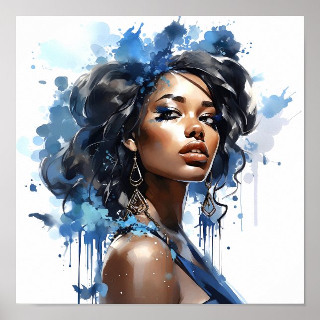 Poster Pintura de Aquarela Afro-Americana (Frente)