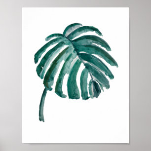 Poster Pintura de Aquarela de Planta Verde Botânica
