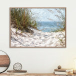 Pôster Pintura de Aquarela do Oceano de Praia Sand Dunes<br><div class="desc">Linda pintura pastel verde, bege e azul-claro a cores aquáticas de dunas, praia e oceano durante o verão. Um design para o amante das estações, natureza, tempo de lazer e férias. Clássico e elegante artigo de decoração para decoração do seu quarto ou mestre, quarto de criança, sala de estar ou...</div>