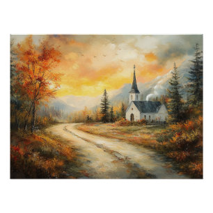 Pôster Pintura de Aquarela Russa de Autumn