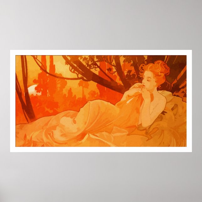 Poster Pintura de Art Nouveau inspirada em Mucha (Frente)
