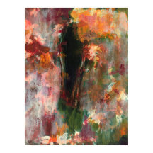 Pintura de Arte de Paisagem Abstrata Verde Laranja
