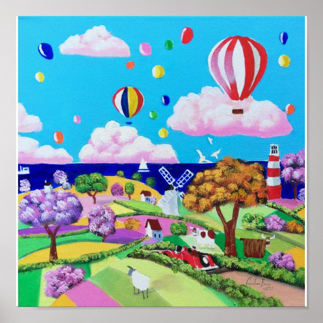Poster Pintura de arte popular - feliz litoral (Frente)