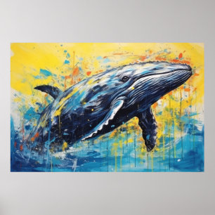 Poster Pintura de baleias modernas