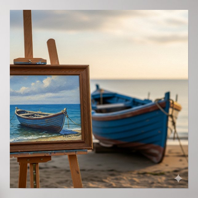 Poster Pintura de barcos pequenos (Frente)