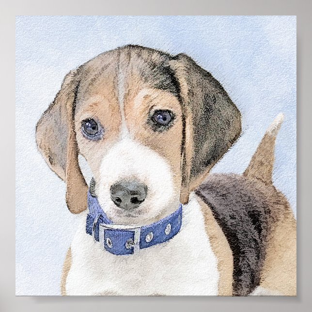 Poster Pintura de Beagle - Arte de Cachorro Original Boni (Frente)