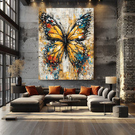 Poster Pintura de Borboleta Expressionista Abstrata Color