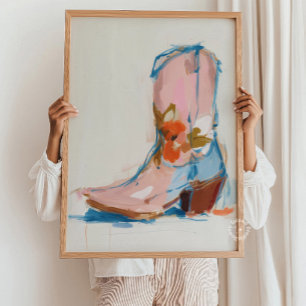 Poster Pintura de Bota de Cowgirl Pastel Oeste