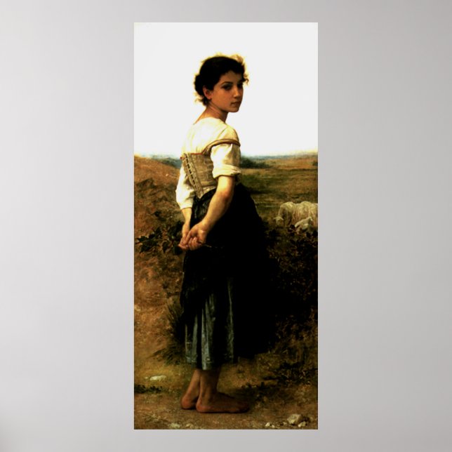 Poster Pintura de Bouguereau em 1895: A jovem pastora (Frente)