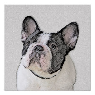 Pôster Pintura de Bulldog Francês (Brindle Pied) - Arte C