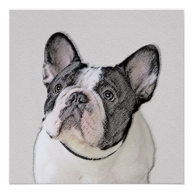 Pôster Pintura de Bulldog Francês (Brindle Pied) - Arte C (Frente)