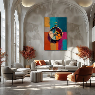 Poster Pintura de Bússola Impressionista Moderna Direção