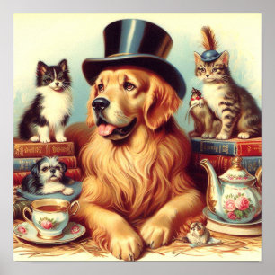 Poster Pintura de Cachorro de Vintagem Cura