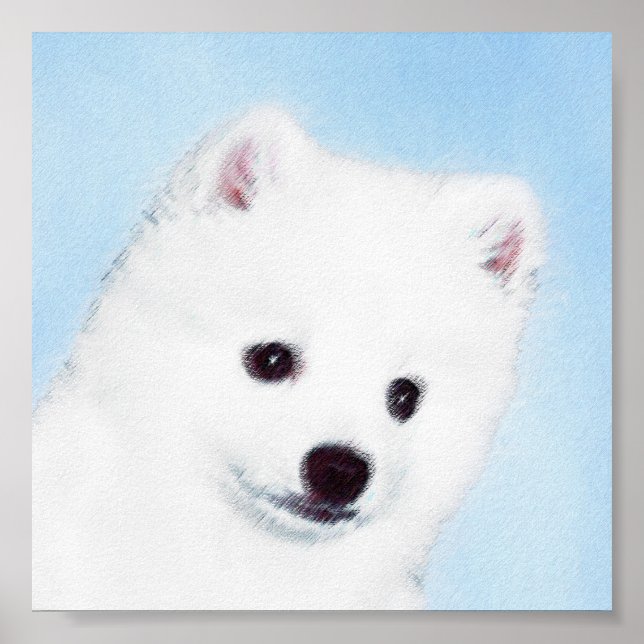 Pôster Pintura de Cachorro Eskimo Americano - Arte Origin (Frente)