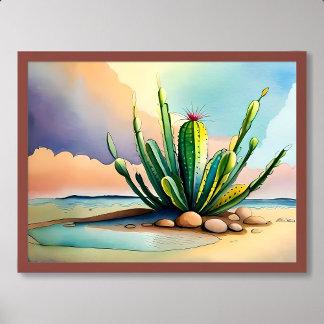 Poster pintura de cacto é feita perto da fonte de água do