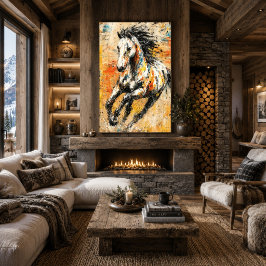 Poster Pintura de Cavalo Expressionista Abstrata Dinâmica