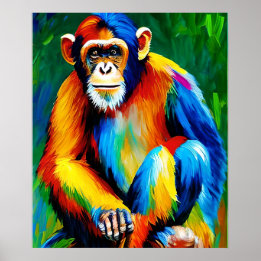 Poster Pintura de chimp | Decoração Doméstica, Arco-Íris 