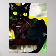 Pintura de Colagem de Gatos Pretos
