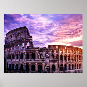 Poster Pintura de Coliseu em Roma no pôr do sol