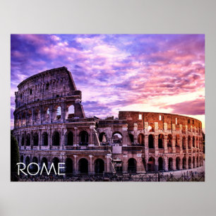 Poster Pintura de Coliseu em Roma no pôr do sol