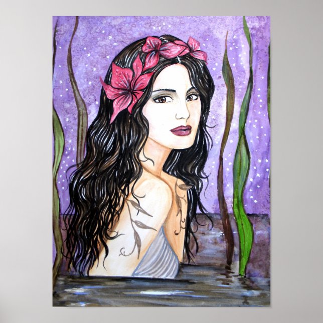 Poster Pintura de Conto de Fadas da Dama do Lago (Frente)