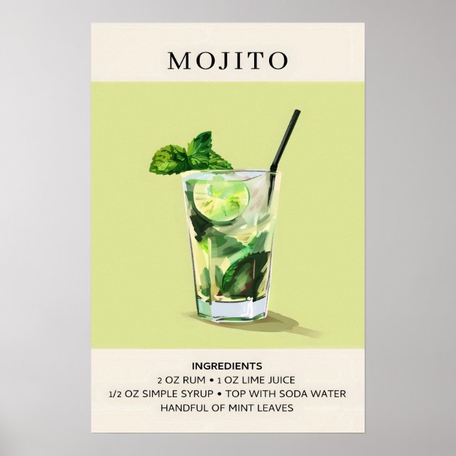Poster Pintura de coquetel Mojito (Frente)