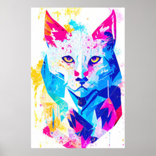 Poster Pintura de Cor Animal da Natureza Selvagem do Lynx