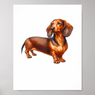 Poster Pintura De Dachshund - Pintura De Aquarela De Cach