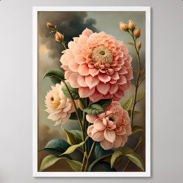 Poster Pintura de Dahlia: Flor em Estilo Clássico