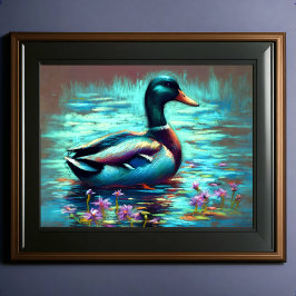 Poster Pintura de Desenho de Pastel duro de um Pato-Alard