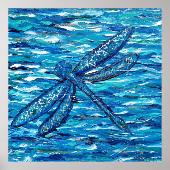 Poster Pintura de Dragonfly Azul (Frente)