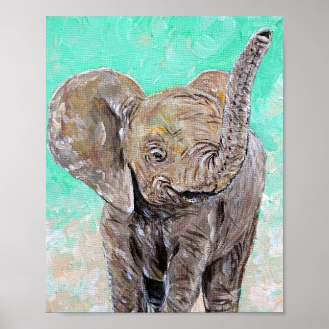 Poster Pintura de elefante bebê (Frente)