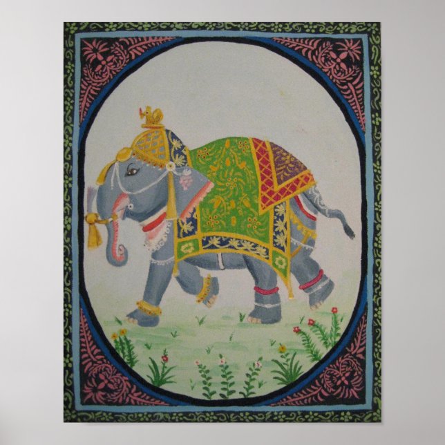 Poster pintura de elefante índio (Frente)