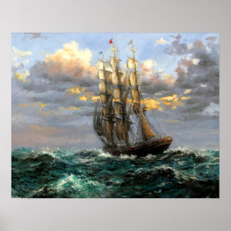 Pôster pintura de embarcações de navegação 48
