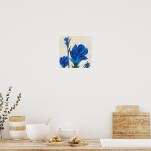 Poster Pintura de Flor Azul