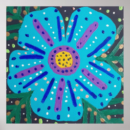 Poster Pintura de Flor Azul