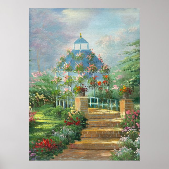 Pôster Pintura De Flor Coberto De Gazebo No Verão (Frente)