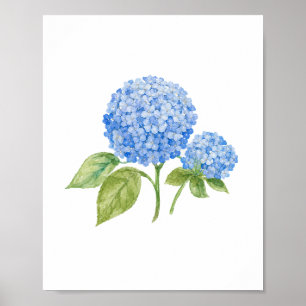 Poster Pintura de Flor de Hortênsia Azul Praia