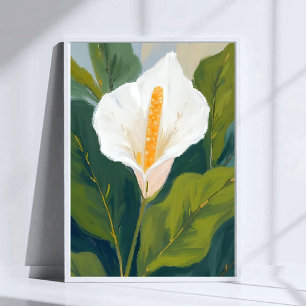 Poster Pintura de Flor de Lírio da Paz Aquarela