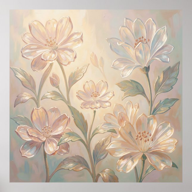 Poster Pintura de Flor de Nascimento em Pastel Suave (Frente)