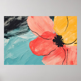 Poster pintura de flores abstrato