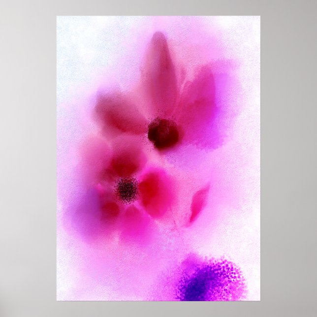 Poster Pintura de Flores de Gêmeos Roxos Rosa-Rosa (Frente)
