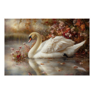 Pôster Pintura de Folhagem de Swan Pastel Autumn
