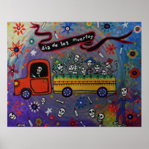 POSTER PINTURA DE FOLK ART MEXICAN FIESTA