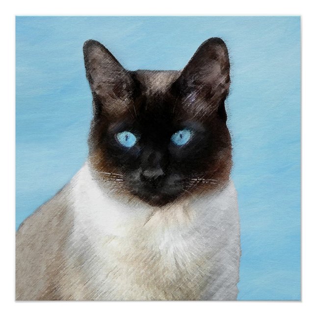 Pôster Pintura de Gatos Siameses - Arte de Gato Original  (Frente)