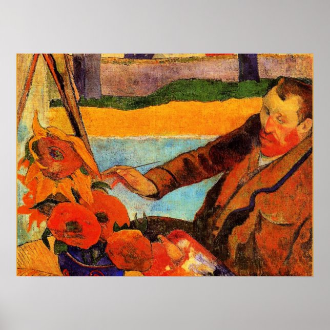 Poster Pintura de Gauguin, Van Gogh Pintando Girassóis, (Frente)